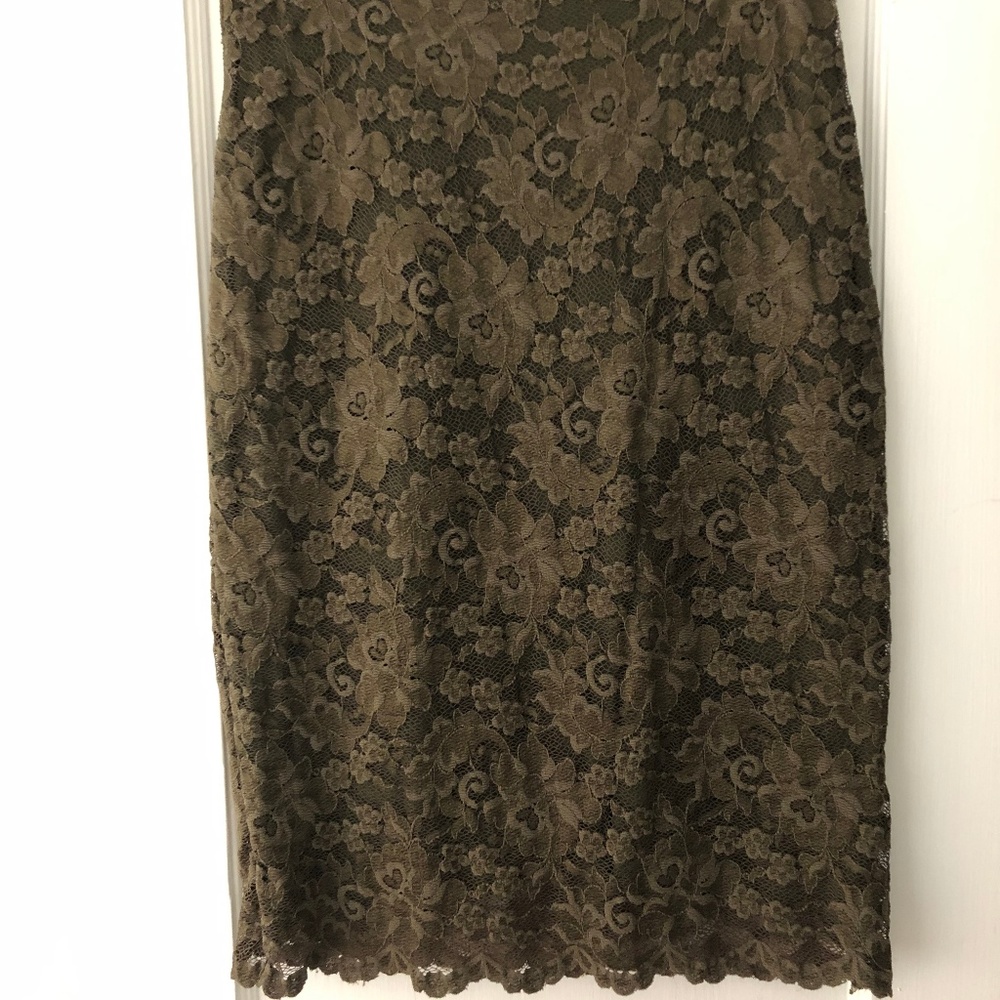 Casadei Olive Lace Skirt
